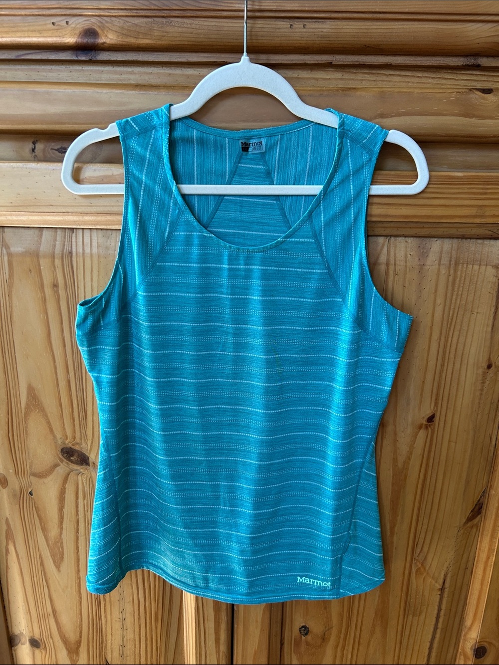 Marmot Women's Ellie Teal Striped Athletic Tank Top‎ Large